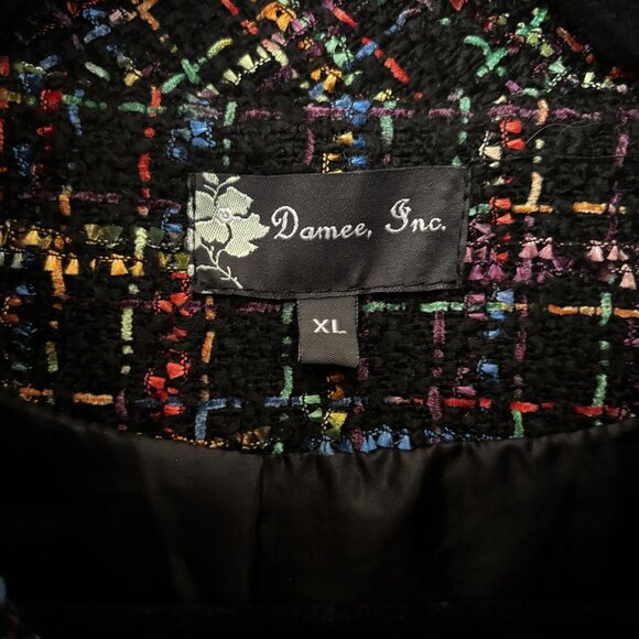 Damee Multicolor Rainbow Tweed Peplum Jacket Bell Sleeves Size Extra Large (XL) - Picture 5 of 16